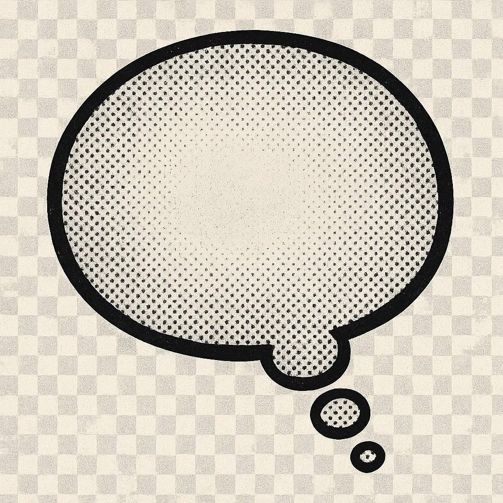 empty comic thought bubble, rounded, with small trailing bubbles, no face emoji