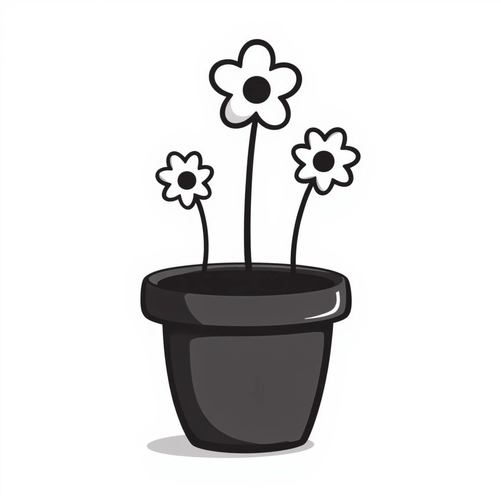 flowerpot hand drawn doodle style emoji