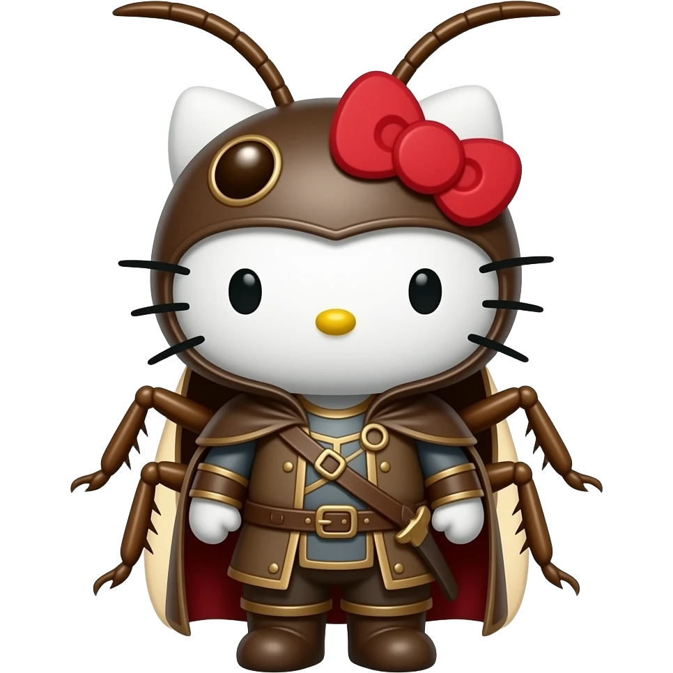 hello kitty disfrazado de gregorio sansa cuando se transforma en cucaracha emoji