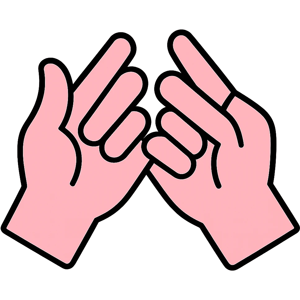 Change the hand colors to a pastel pink, keep the pinky promise gesture, no background. emoji