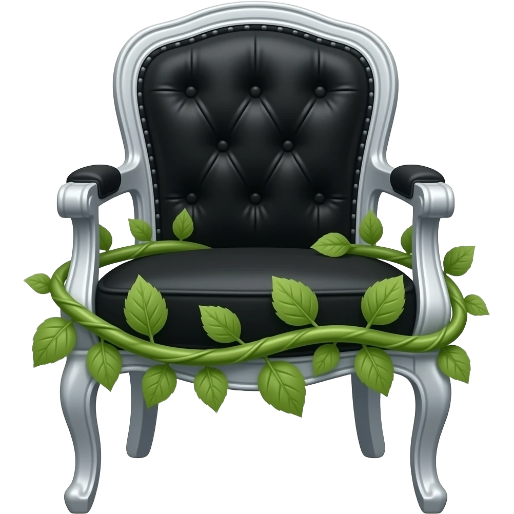 an elegant electric chair wrapped in tendrils of leaves at the front emoji