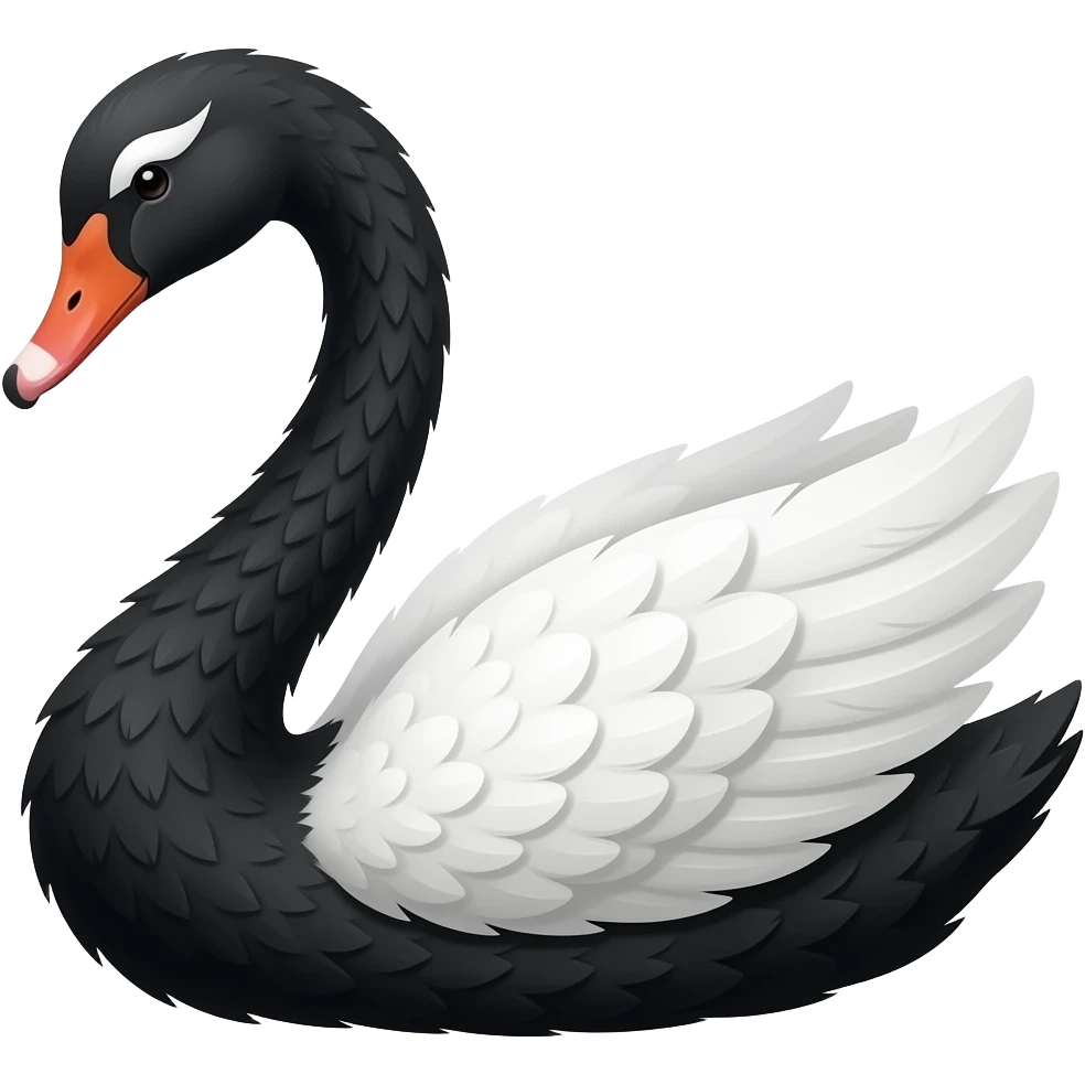 Creat emogy black swan with white eye liner and some fleather white emoji