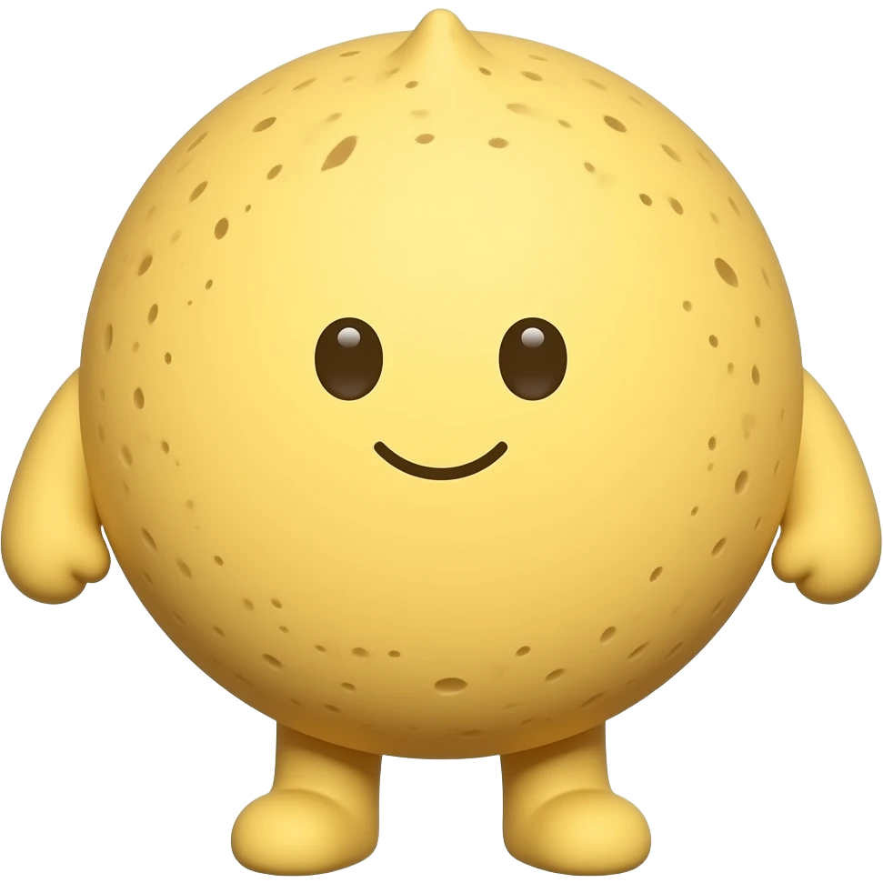 Una arepa redonde con brazos y piernas redondas emoji