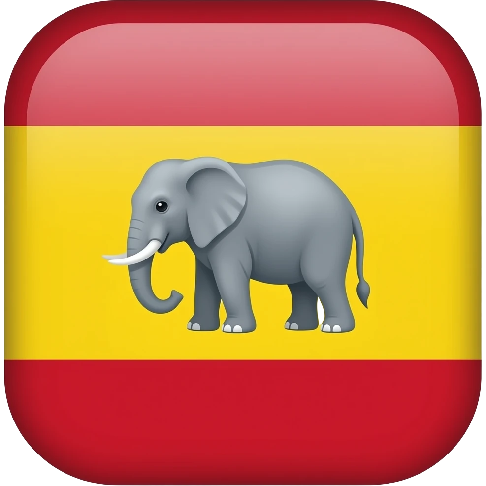 Describe the emoji is flag in the flock the three colours one upper red middle yellow lower red in the middle yellow you create that to elephants in the middle emoji