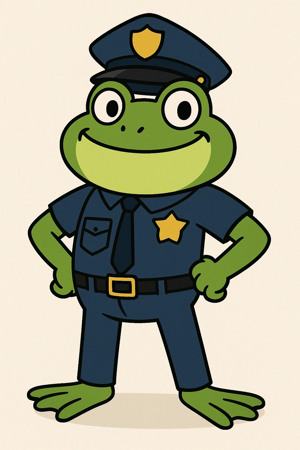 a frog dressed as a police officer, cartoon style emoji