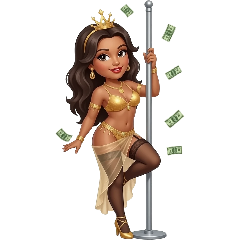 Exotic Sexy stripper dancing on a stripper pole with money and she has almost no clothes on emoji