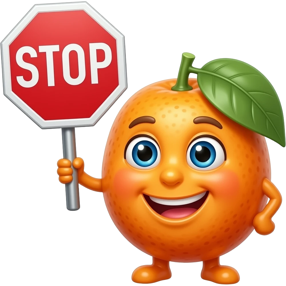 Naughty sexy kumquat holding stop sign emoji
