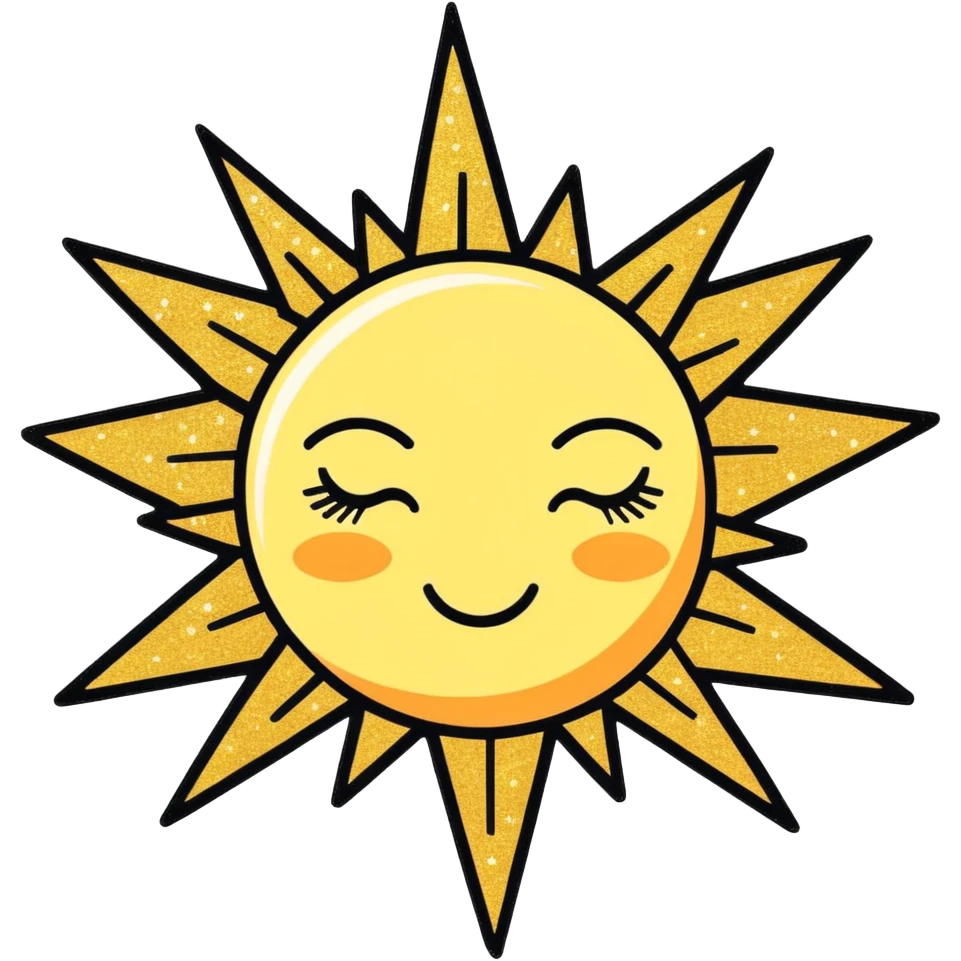 Glitter Vintage Sun emoji