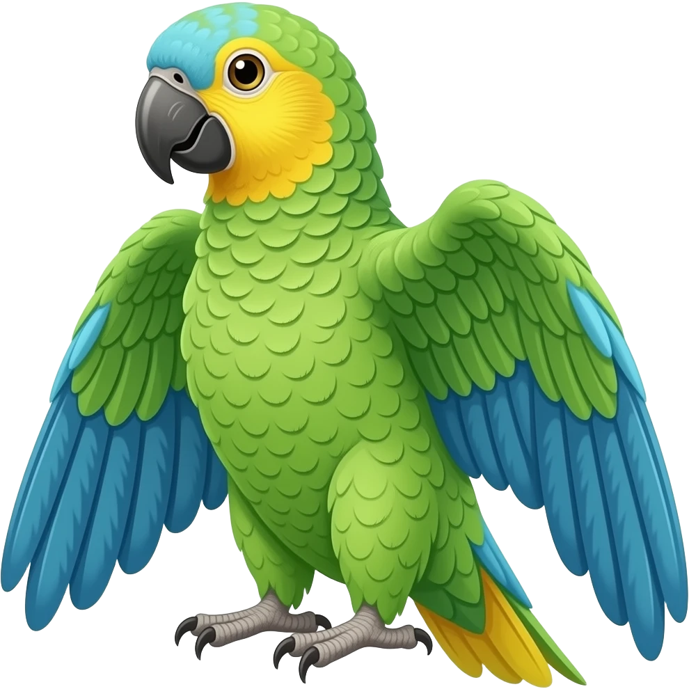 blue crowned Amazon parrot (without spreading wings) emoji