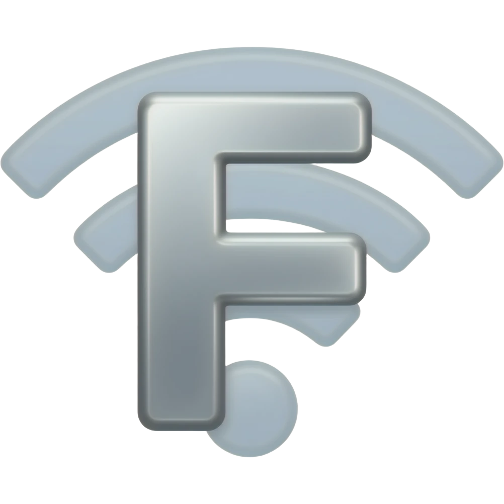 Big F Letter with no-wifi signal in the background emoji