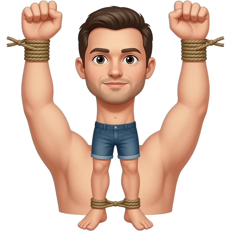 Male in hogtie with his hands tied to his ankles emoji