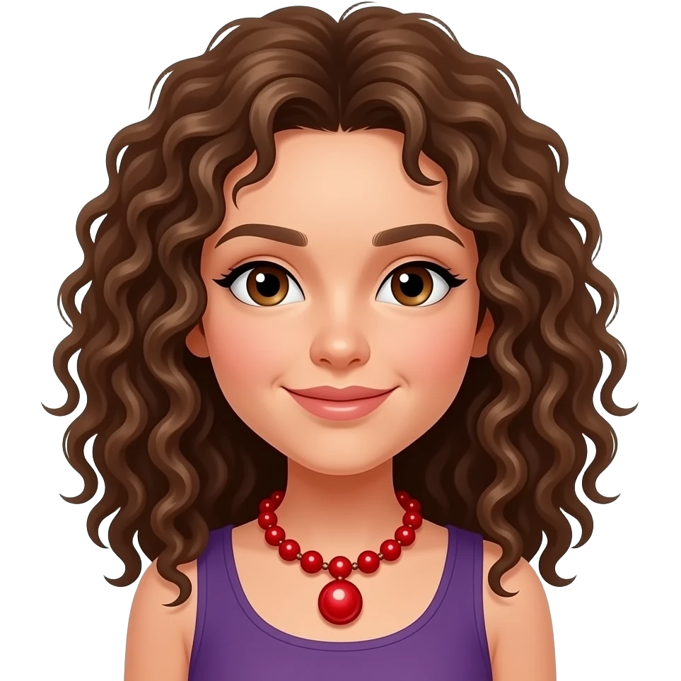 girl with brown curly hairs  wear necklace close up change her necklace color into vibrant red emoji