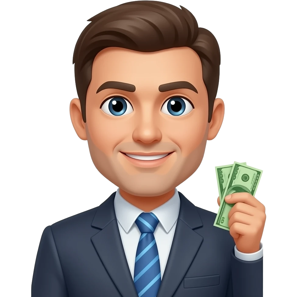 a businessman with money emoji
