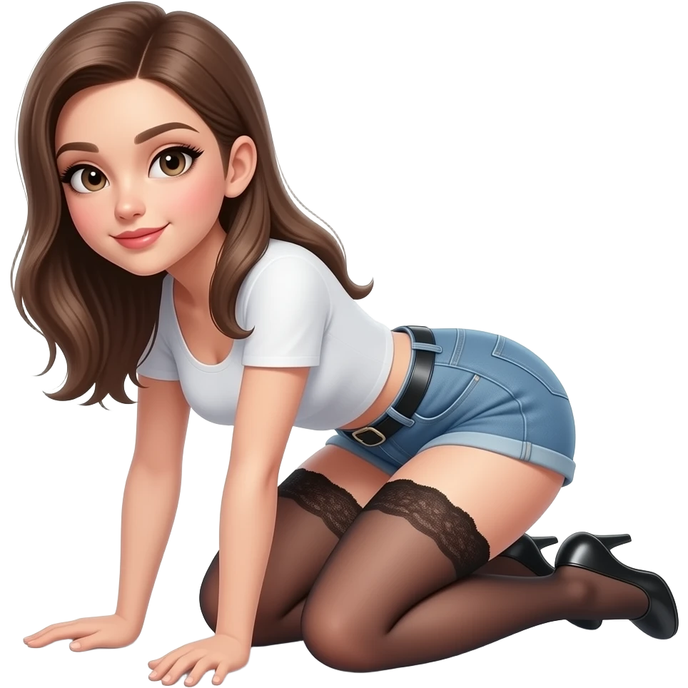 make a naughty sexual and seductive that just says the word "Pet"  shows a girl on her knees emoji