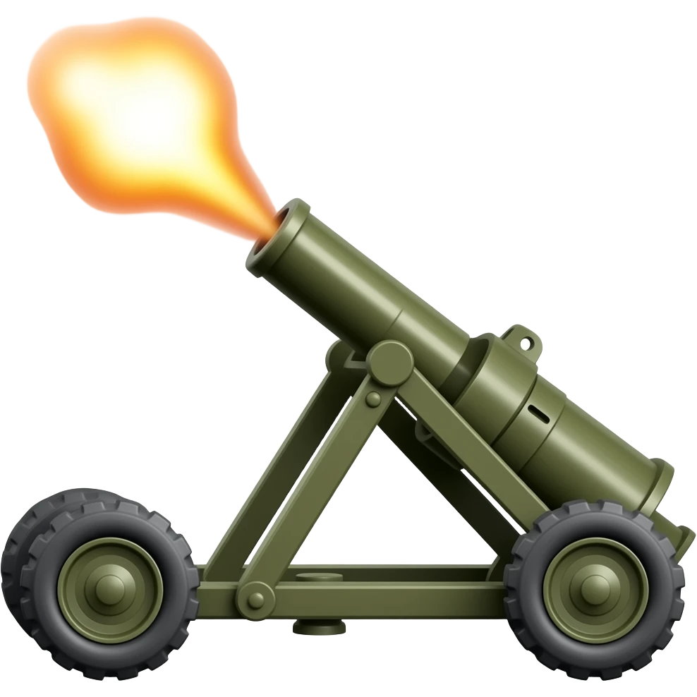 A modern military Mortar tube firing emoji