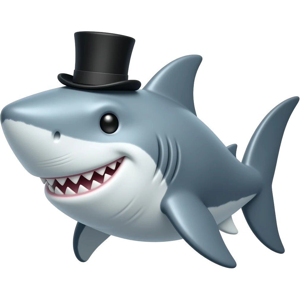 Shark with a top hat emoji