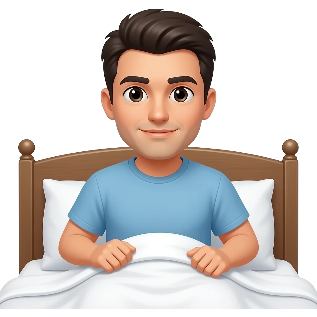 man and dark hair getting up in bed emoji style dark eyes emoji