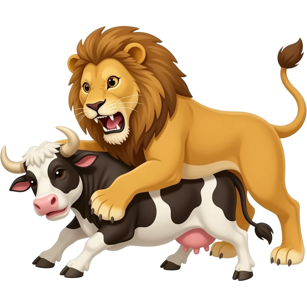 lion attacking cow emoji