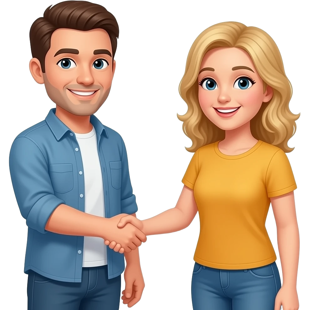 Hombre y mujer dándose la mano de forma informal emoji