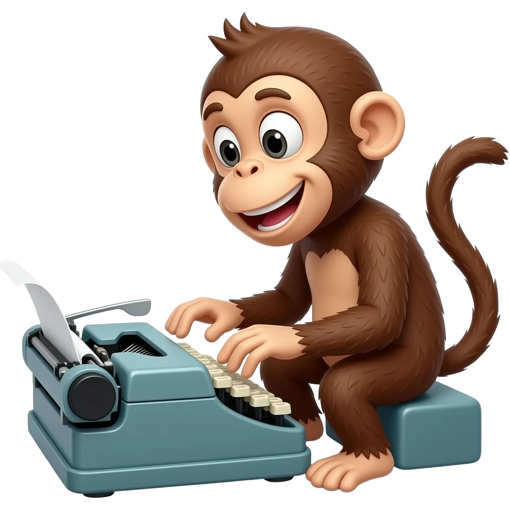 crazy Monkey typing on a typewriter emoji