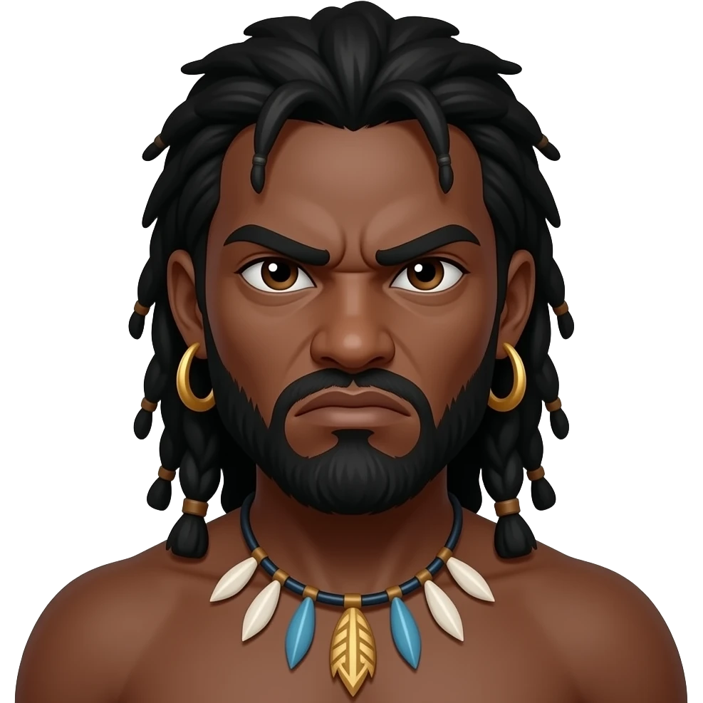 hombre moreno de tribu selvatica enojado emoji