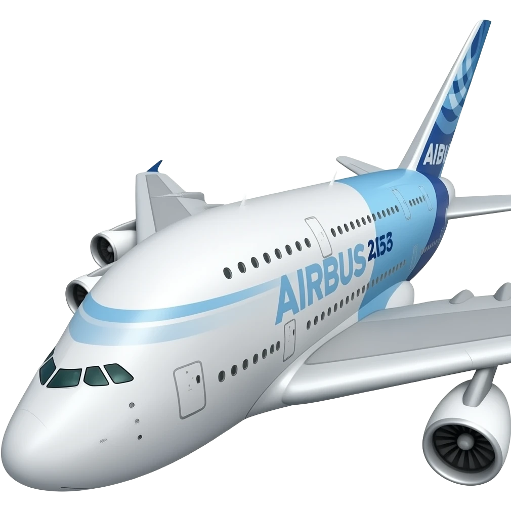 Airbus a380 realistic plane facing to the left bottom corner emoji