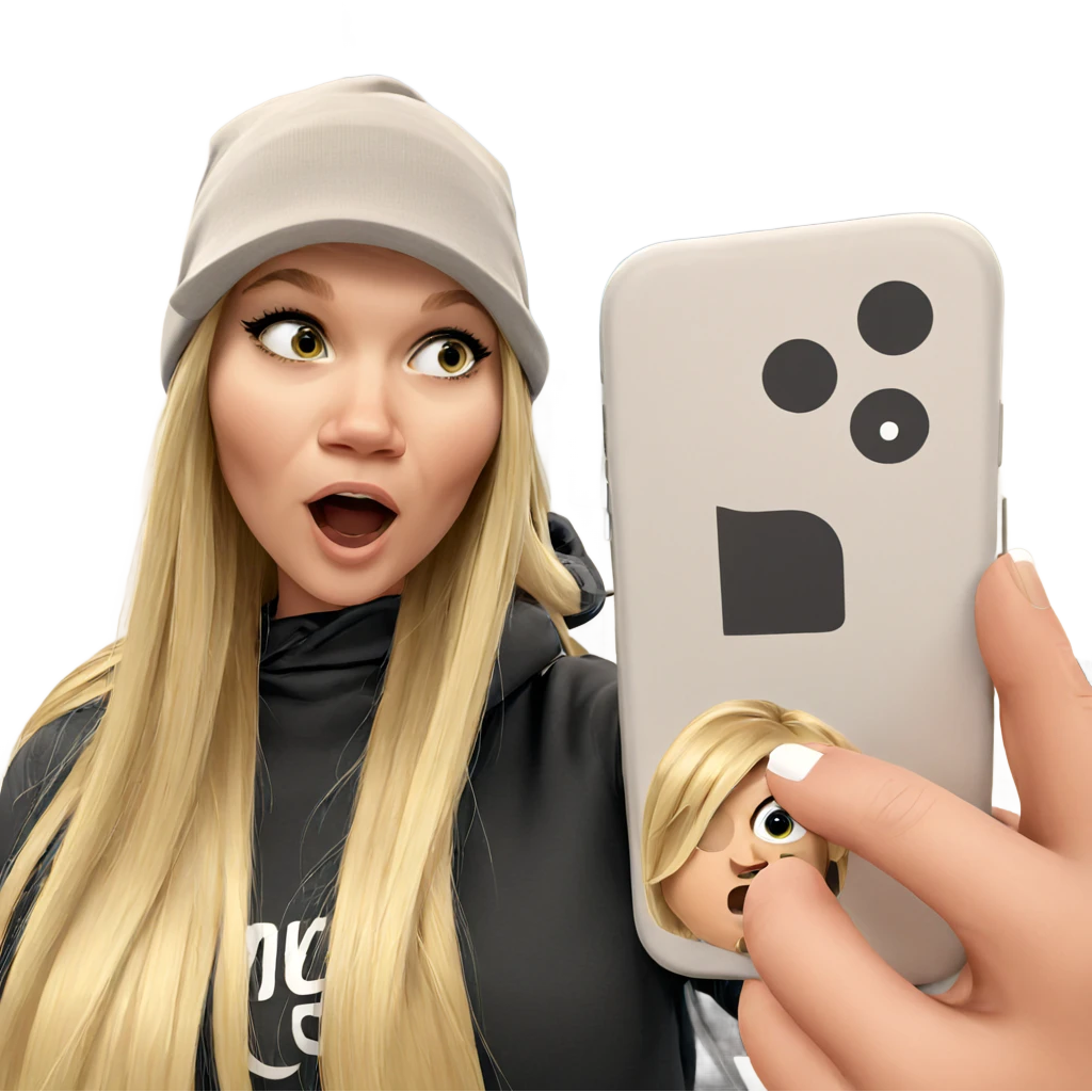 blonde girl with phone pov emoji