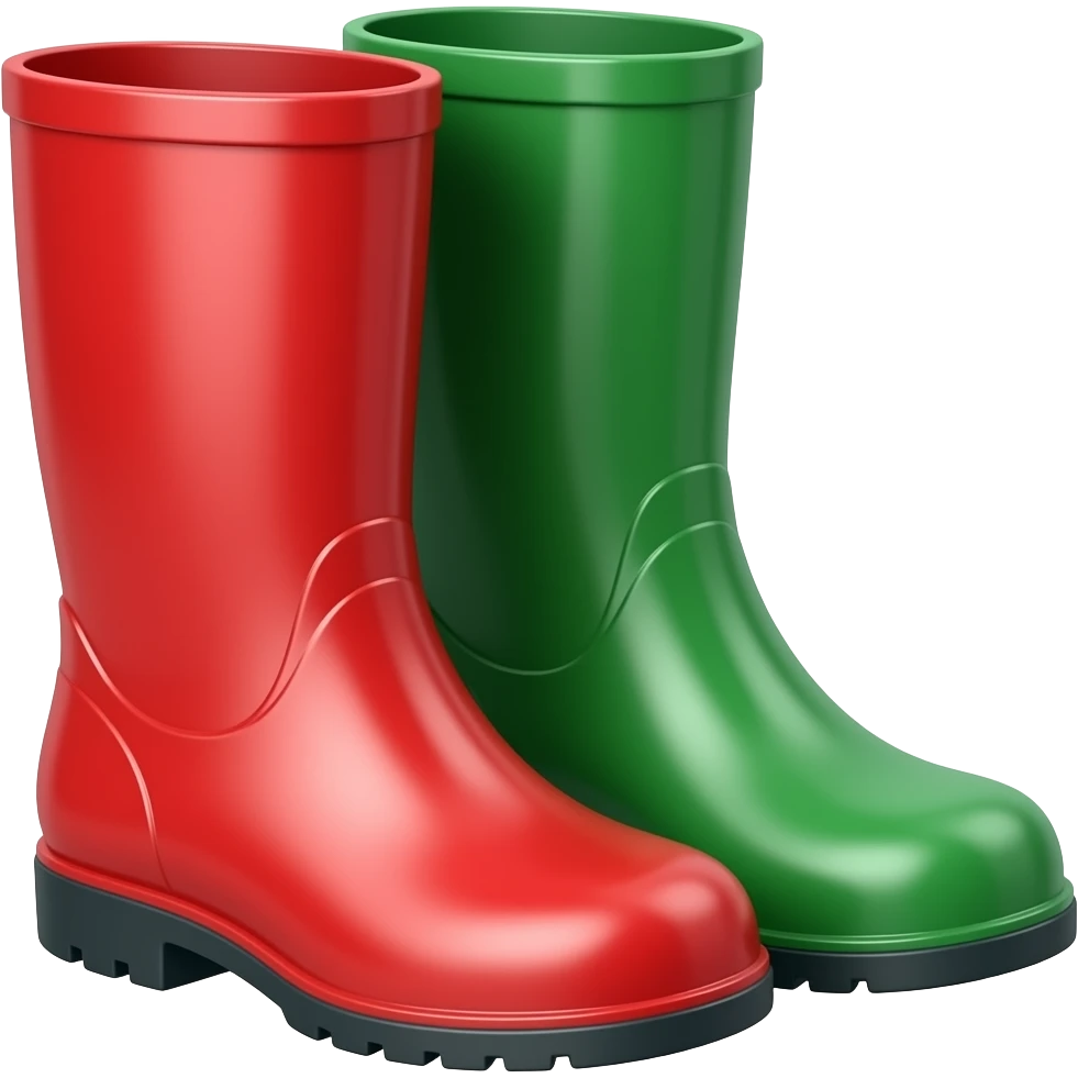 pair of red rain boots green emoji