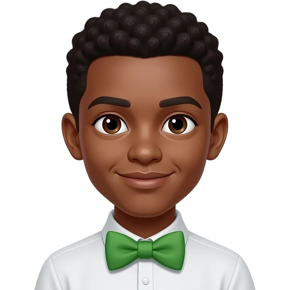 afro boy with green bow tie emoji