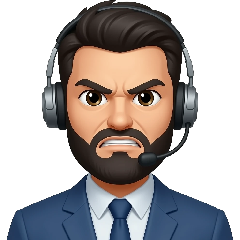 Angry Desktop support with a black beard emoji