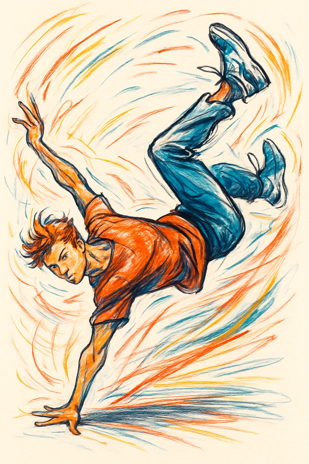 illustration of a person performing acrobatic moves, style 8 emoji