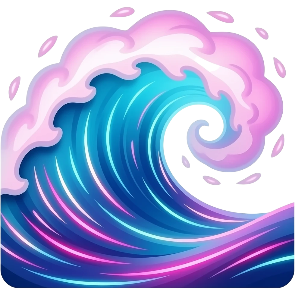 wave of magic and rage splashing together without faces, mountains or sea water emoji