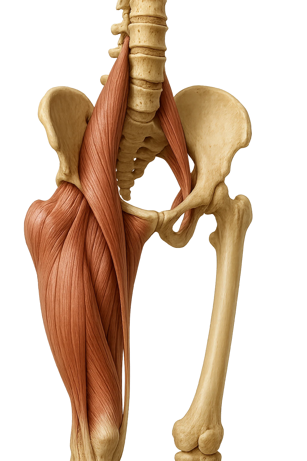 ILEOPSOAS DI UN CORPO UMANO ANATOMICO REALISTICO, iperrealistico 4k emoji