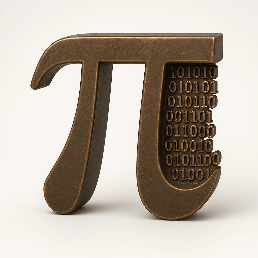  combine the π (pi) math symbol, binary code emerging from it. emoji