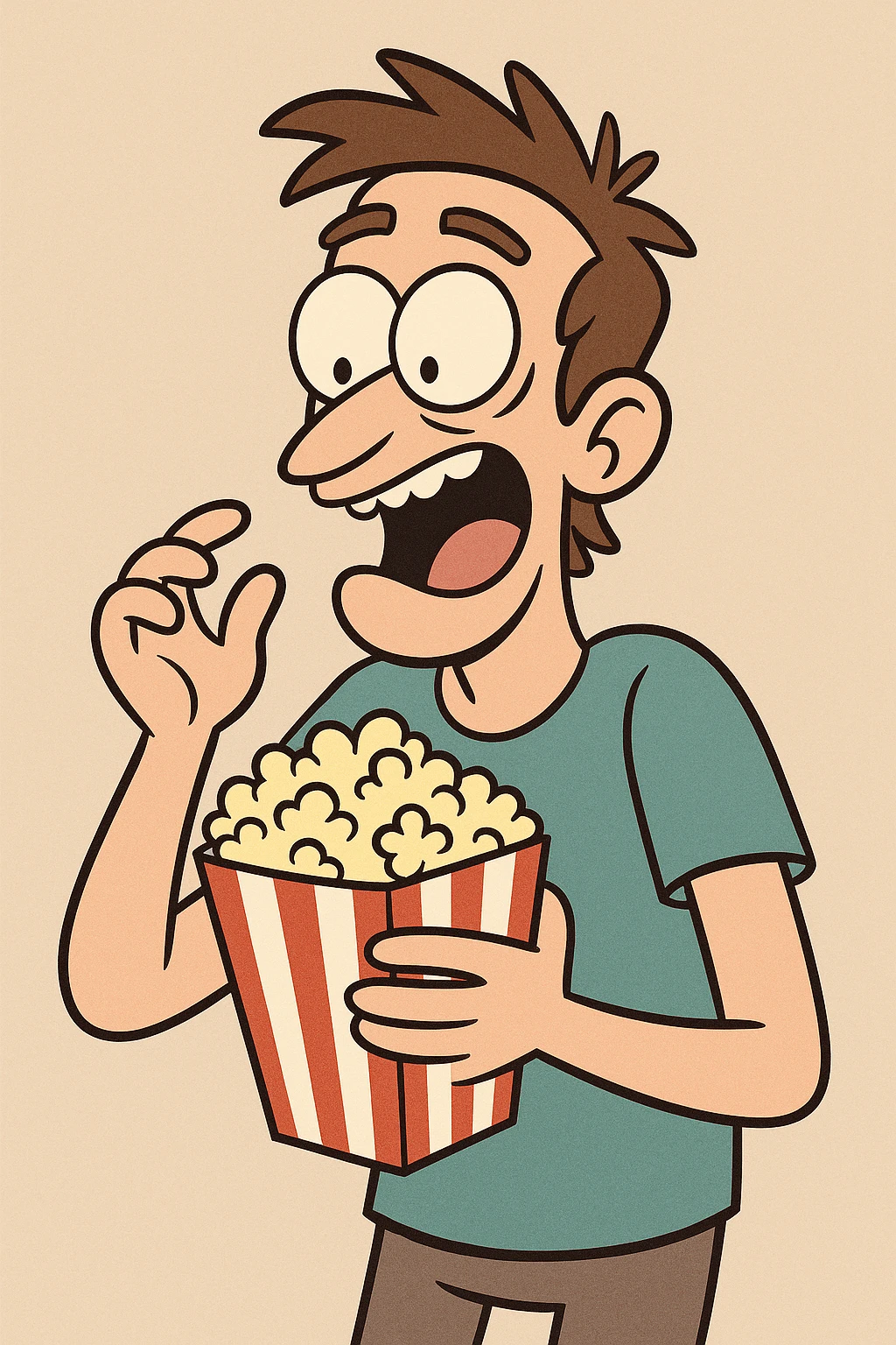 popcorn in a classic red and white box, cartoon style emoji