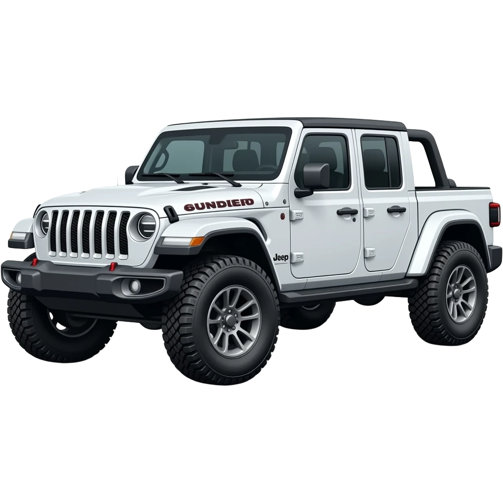 Beefed up White 2023 Jeep Gladiator with a Sundowner top slightly turned sideways emoji