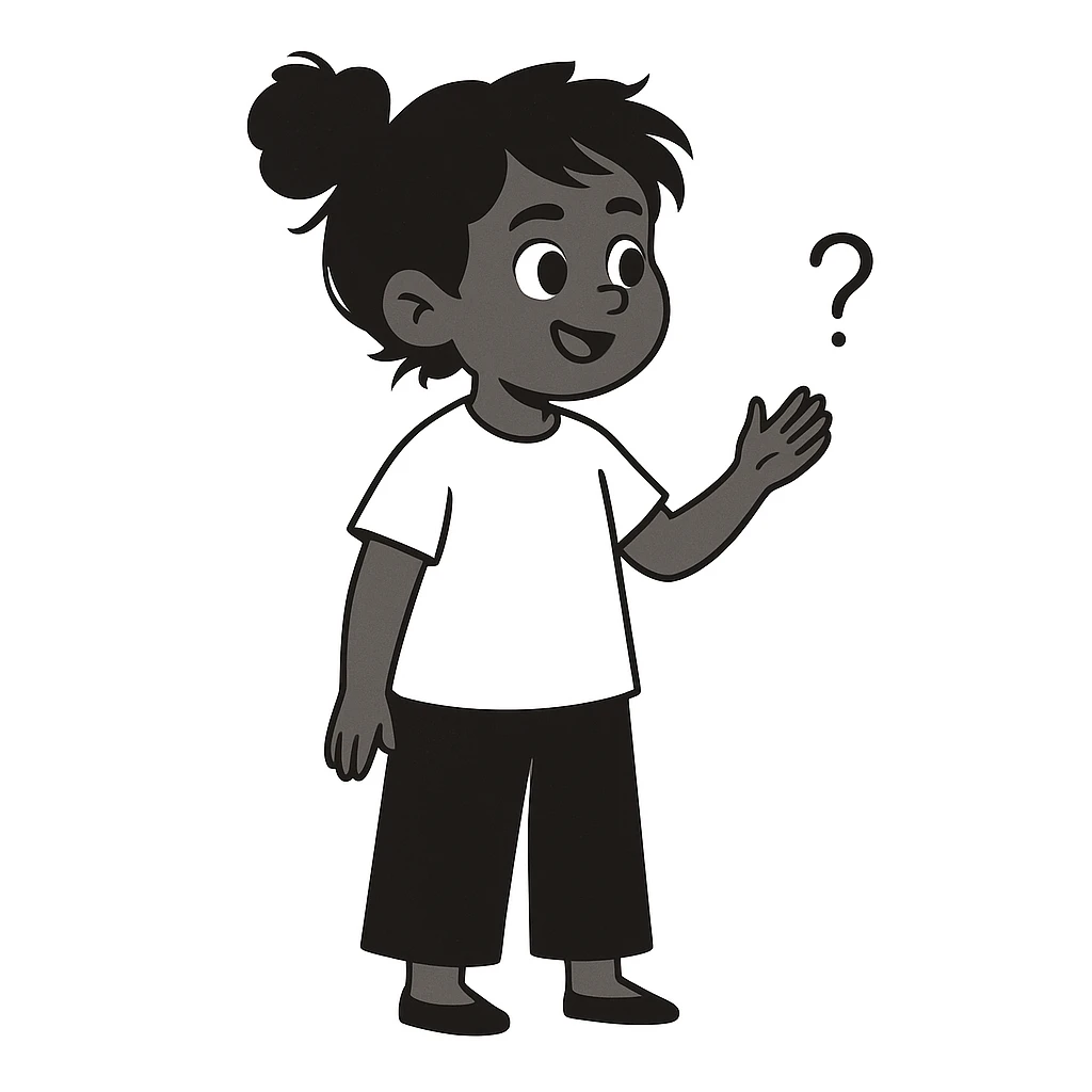 Make her skin color darker and ensure she has only one bun in her messy black hair, keep the style and all other features the same. Maintain the original style and details faithfully. emoji