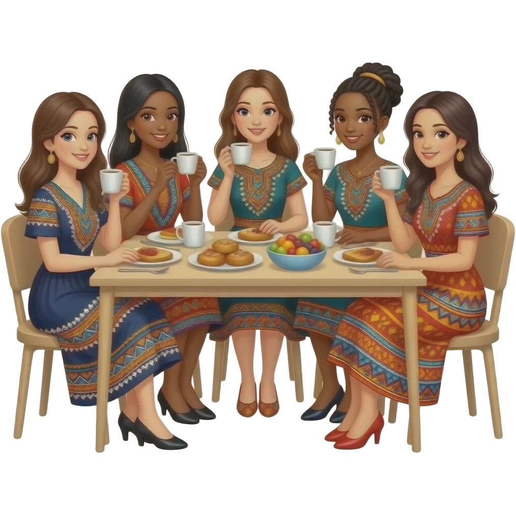Brunch with the girls dress with different ethnicities emoji