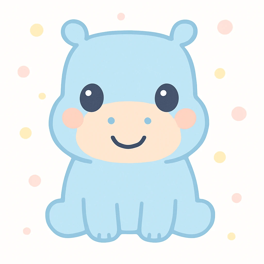 stylized and expressive hippo with a friendly expression emoji