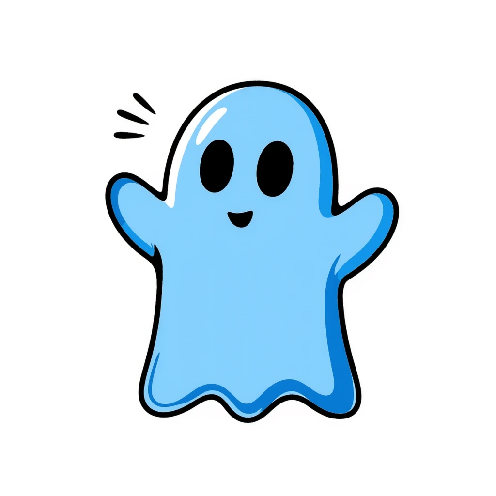 blue ghost made of swarovski crystals with an important expression in the eyes emoji