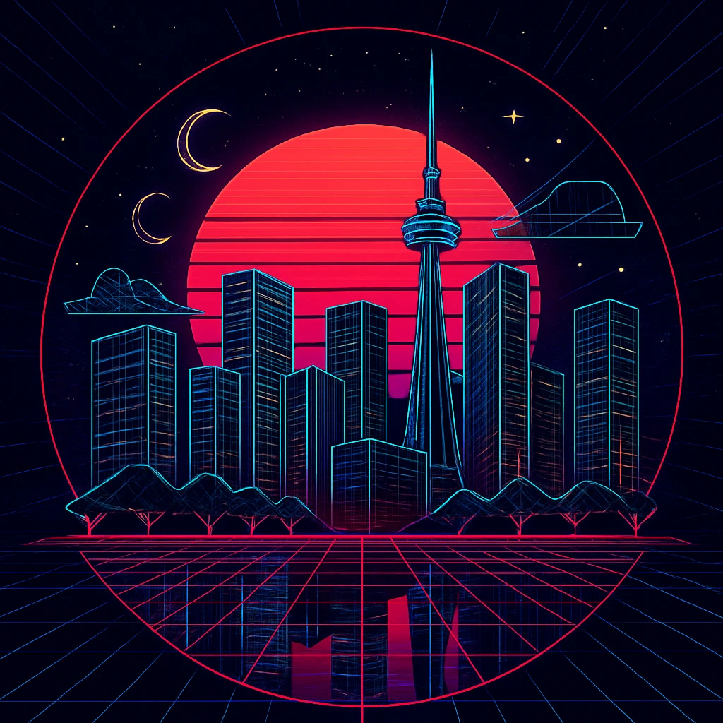 Make this image more edgy, 80's TRON, retro feel  emoji