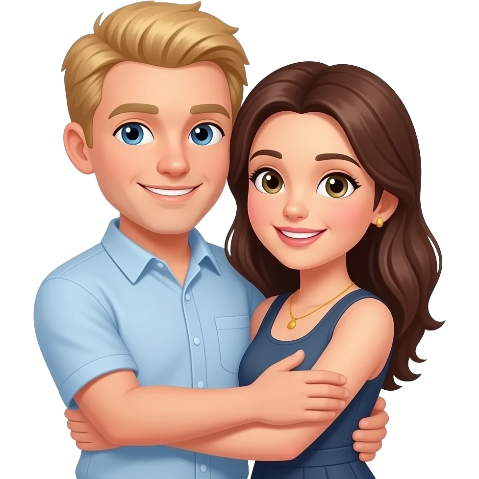 Have them hug each other, their skin lighter, and the male a blond male. emoji