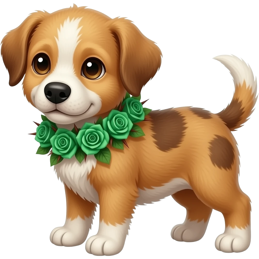 Puppies with emerald green roses and thorns emoji