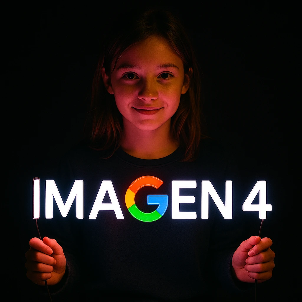 make a girl holding this sign, but sign in made of neon emoji