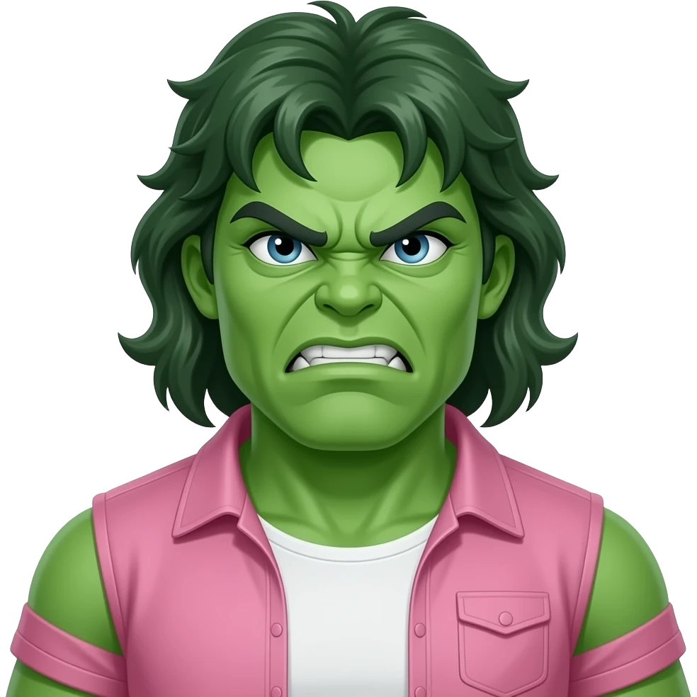 angry she-hulk wearing pink clothes emoji