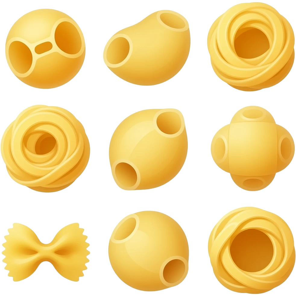 pasta in different shape emoji