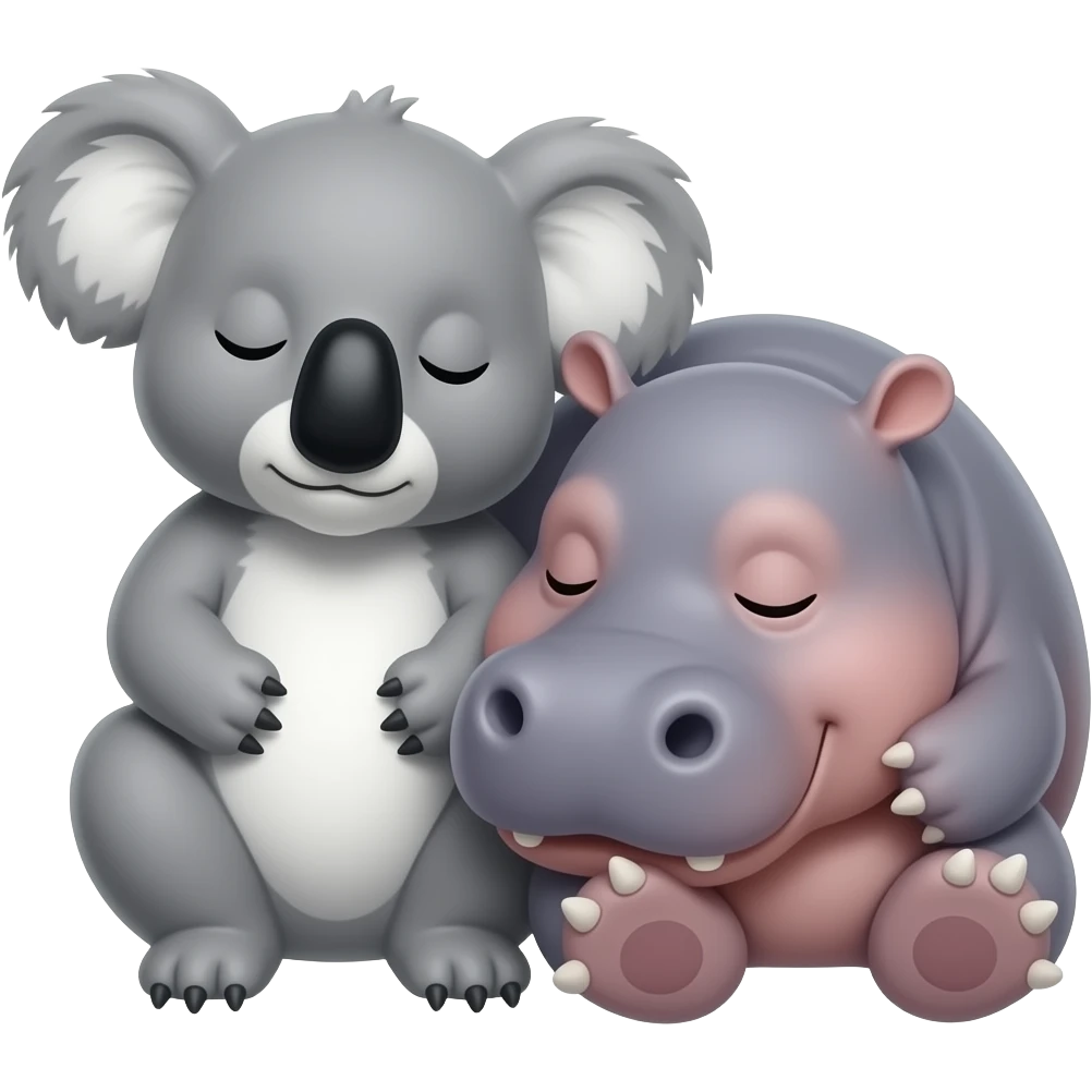 koala and hippo sleeping together emoji