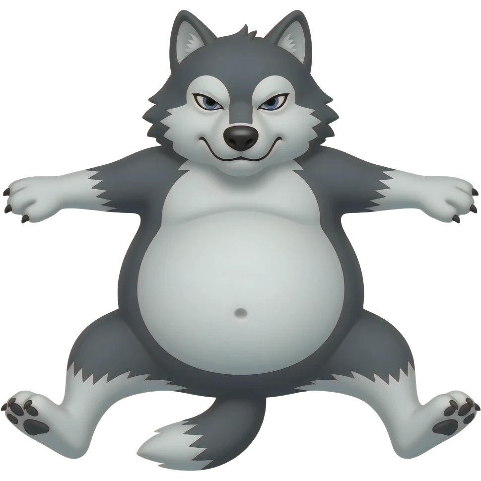 Hazme un lobo durmiendo y estirado. Tiene que tener mucha barriga. Tiene que ser malo emoji