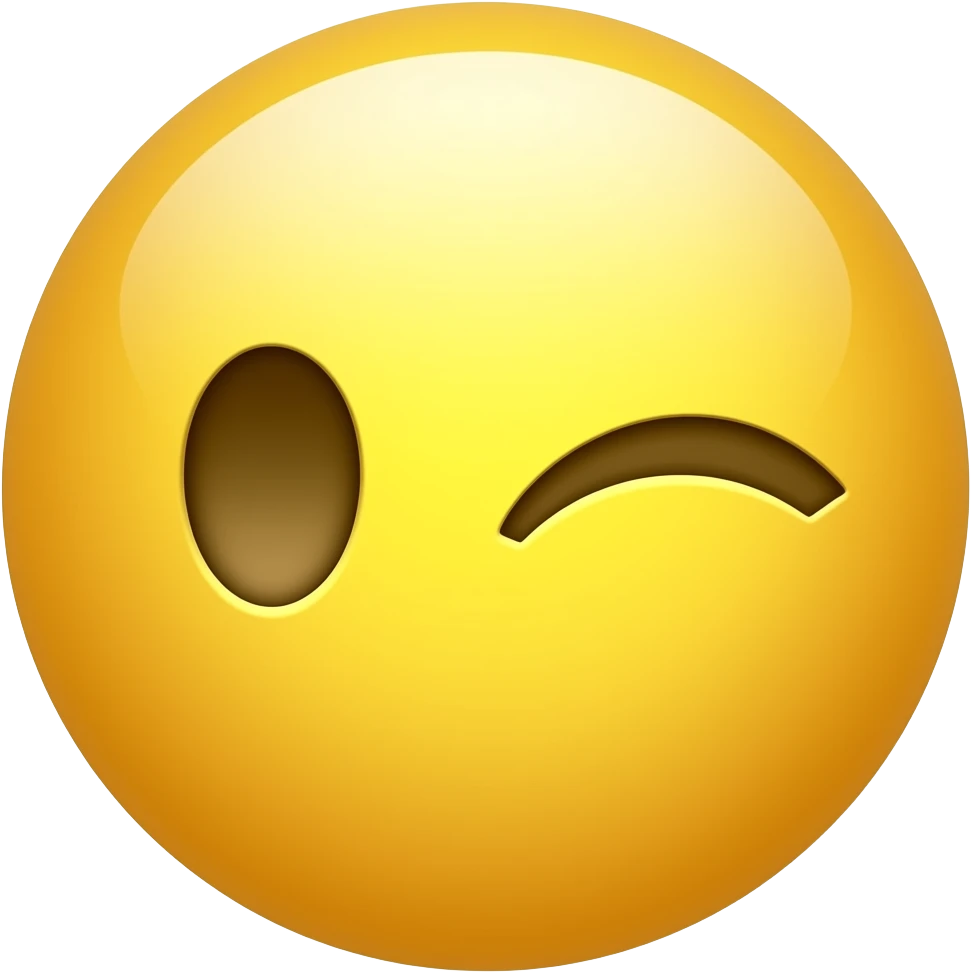 Yellow circle winking emoji
