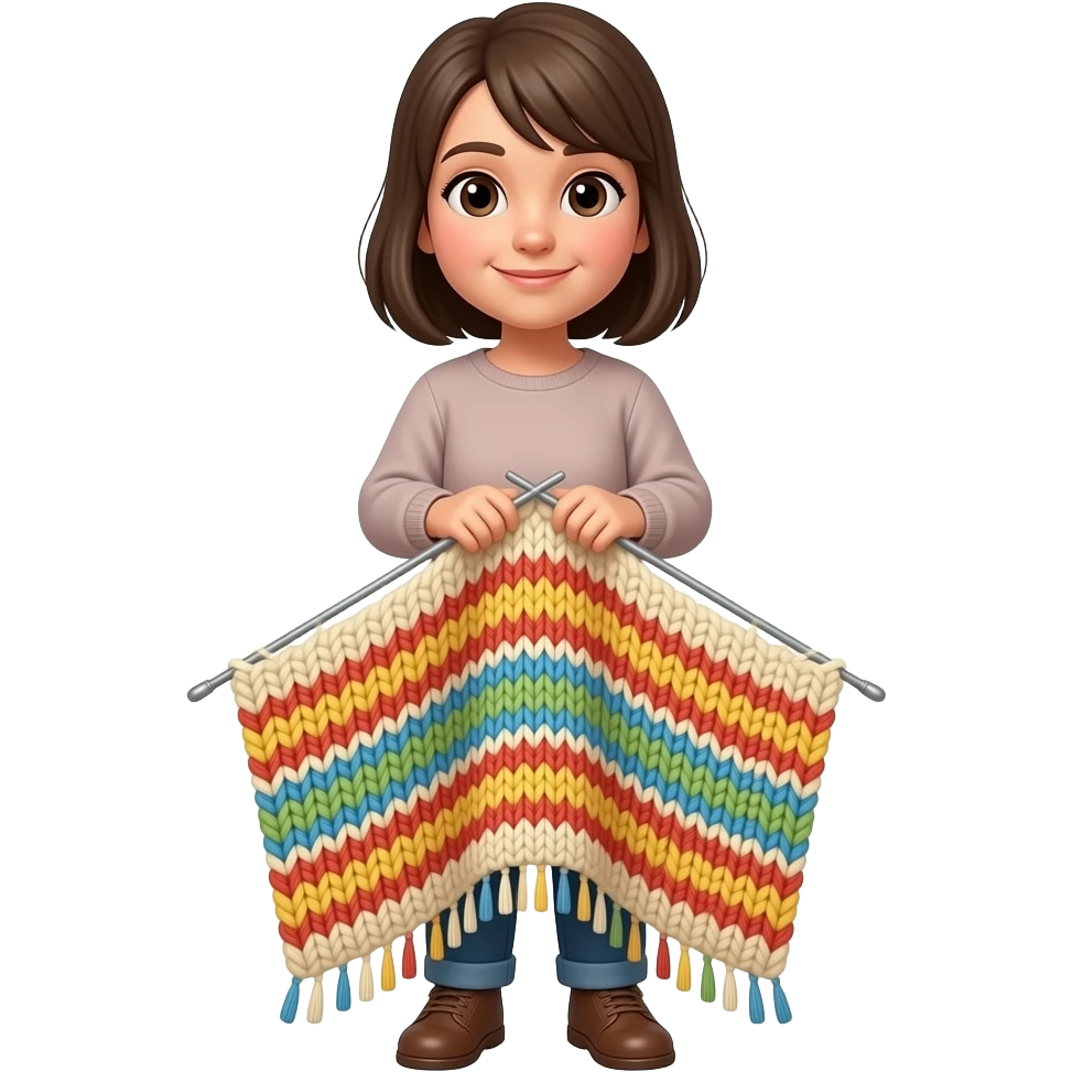 Hand knitting a blanket emoji